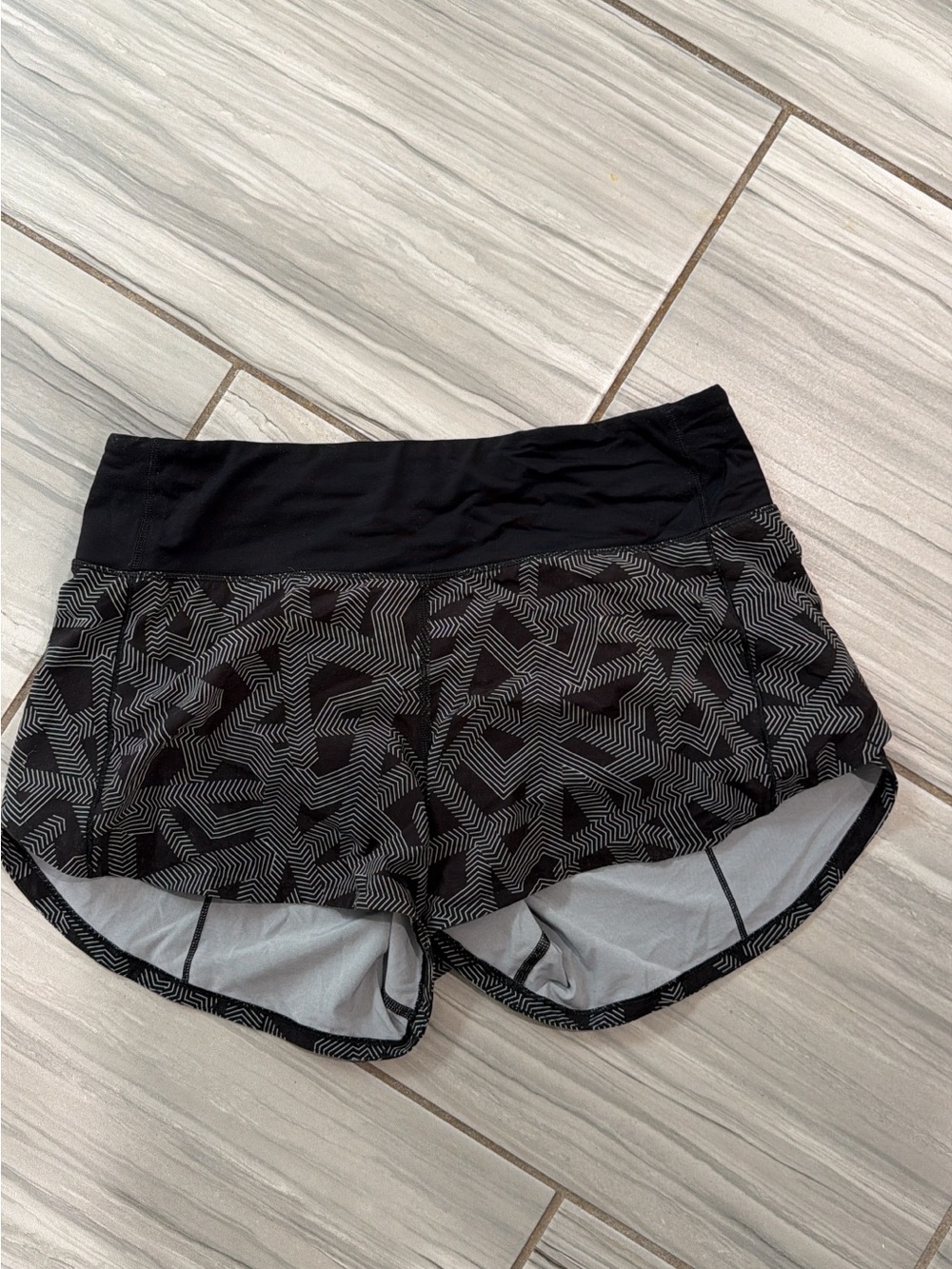 lululemon athletica Black Geometric-Print Women’s Athletic Shorts